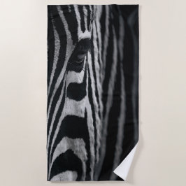 Zebra Close-up – Zwart-wit Dierenkunst Strandlaken