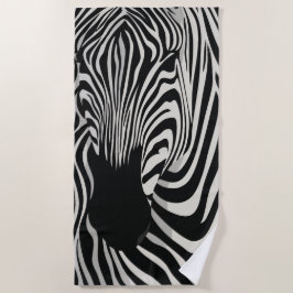 Zebra Close-Up Zwart-Wit Kunst Strandlaken
