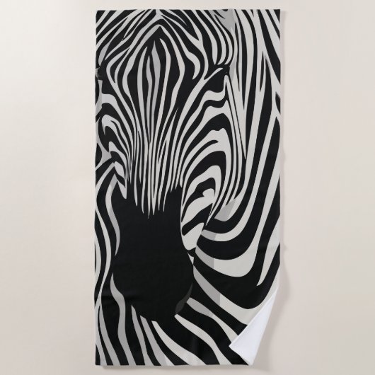 Zebra Close-Up Zwart-Wit Kunst Strandlaken (Voorkant)