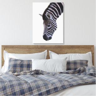 Zebra Close-Up   Zwarte & Witte Wilde Dieren Muurk Canvas Afdruk
