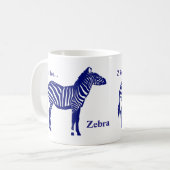 Zebra -Cobalt Blue en White Koffiemok (Voorkant links)