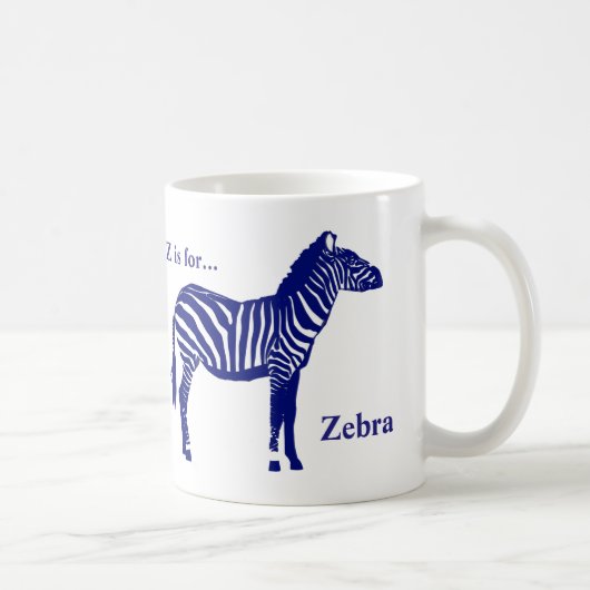 Zebra -Cobalt Blue en White Koffiemok (Rechts)