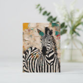 Zebra Collage Briefkaart (Staand voorkant)