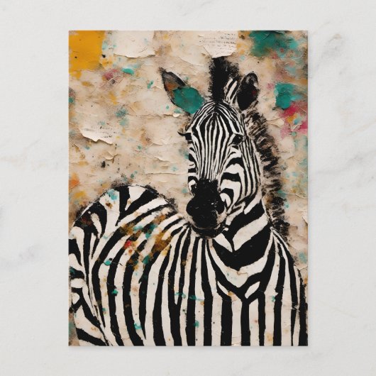 Zebra Collage Briefkaart (Voorkant)