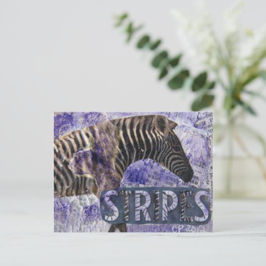 Zebra Collage Briefkaart (Staand voorkant)