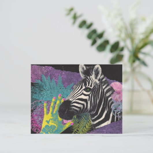 Zebra Collage Briefkaart (Staand voorkant)