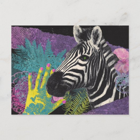 Zebra Collage Briefkaart (Voorkant)