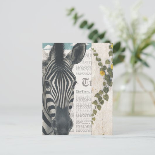 Zebra Collage Briefkaart (Staand voorkant)