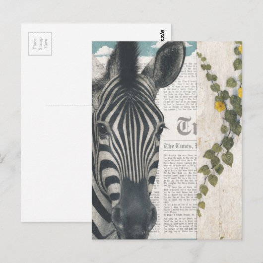 Zebra Collage Briefkaart (Voorkant / Achterkant)