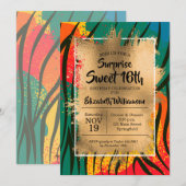 Zebra Colorful Sweet 16th Birthday Invitations (Voorkant / Achterkant)