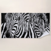 Zebra Couple Beach Towel Black White Stripe Strandlaken (Voorkant)