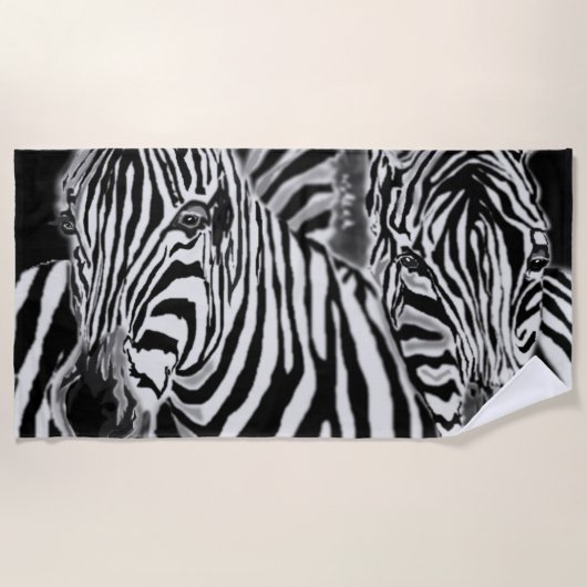 Zebra Couple Beach Towel Black White Stripe Strandlaken (Voorkant)