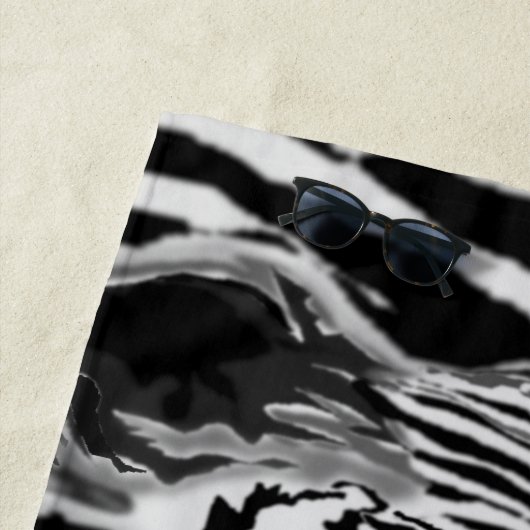 Zebra Couple Beach Towel Black White Stripe Strandlaken (In situ)
