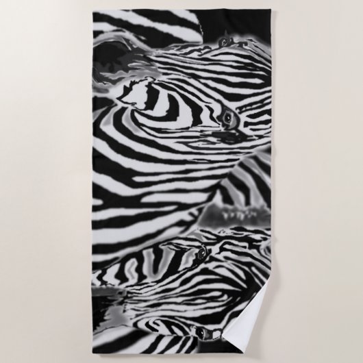 Zebra Couple Beach Towel Black White Stripe Strandlaken (Voorkant)