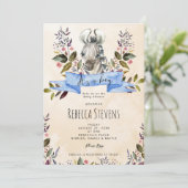 zebra cub bloemenjongen baby shower uitnodiging (Staand voorkant)