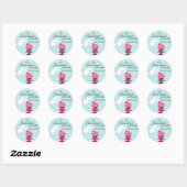 Zebra Cupcake Blauwgroen Damask Bakkerij Seals Ronde Sticker (Vel)