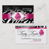 Zebra Cupcake Lijst "Tasty Trees" fuschia Visitekaartje (Voorkant / Achterkant)