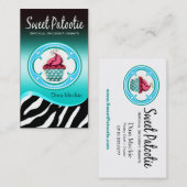Zebra Cupcake Logo "Sweet Patootie" aqua Visitekaartje (Voorkant / Achterkant)
