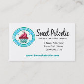 Zebra Cupcake Logo "Sweet Patootie" aqua Visitekaartje (Achterkant)