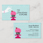 Zebra Cupcake Turquoise Damask Bakery Visitekaartje (Voorkant / Achterkant)