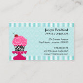 Zebra Cupcake Turquoise Damask Bakery Visitekaartje (Achterkant)