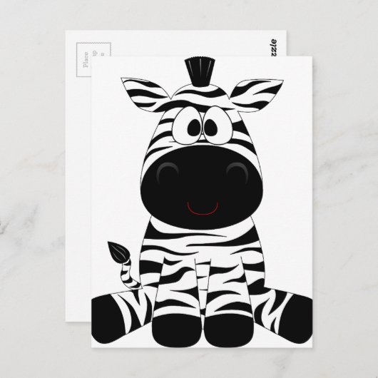 Zebra Cute Animal Stripes Oerwoud Safari Whimsical Briefkaart (Voorkant / Achterkant)