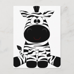 Zebra Cute Animal Stripes Oerwoud Safari Whimsical Briefkaart