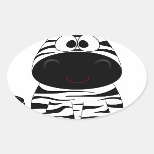 Zebra Cute Animal Stripes Oerwoud Safari Whimsical Ovale Sticker