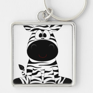 Zebra Cute Animal Stripes Oerwoud Safari Whimsical Sleutelhanger