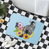 Zebra Daisies Blauw Badmat