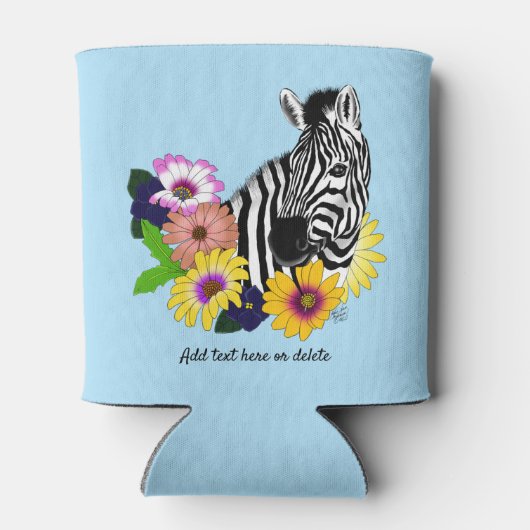 Zebra Daisies Blauw Blikjeskoeler (Achterkant)