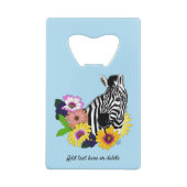 Zebra Daisies Blauw Creditkaart Flessenopener (Achterkant)