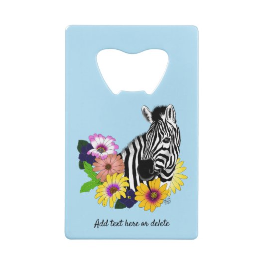 Zebra Daisies Blauw Creditkaart Flessenopener (Achterkant)