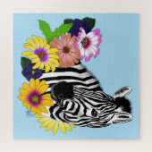 Zebra Daisies Blauw Legpuzzel (Horizontaal)