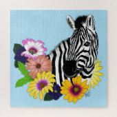 Zebra Daisies Blauw Legpuzzel (Verticaal)