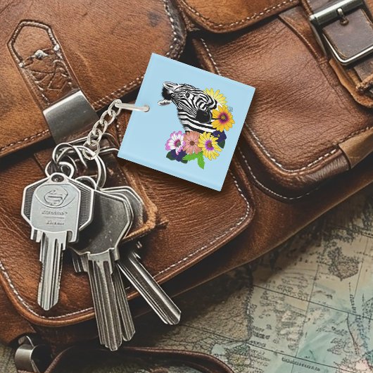 Zebra Daisies Blauw Sleutelhanger