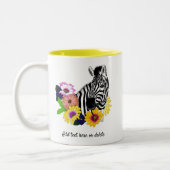 Zebra Daisies Blauw Tweekleurige Koffiemok (Links)
