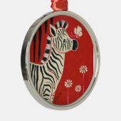 Zebra, Daisies en Butterfly Metalen Ornament (Rechts)