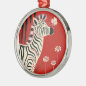 Zebra, Daisies en Butterfly Metalen Ornament (Links)