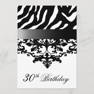 Zebra Damask Fabulous 30th Birthday for Kimberly E Kaart