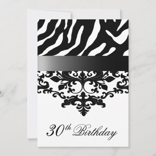 Zebra Damask Fabulous 30th Birthday for Kimberly E Kaart (Voorkant)