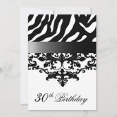 Zebra Damask Fabulous 30th Birthday Party Kaart (Voorkant)