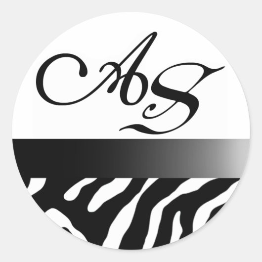Zebra Damask Fabulous Monogram Party Sticker (Voorkant)