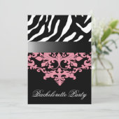 Zebra Damask Girl's Night Out Bachelorette Party Kaart (Staand voorkant)