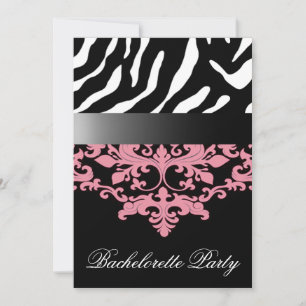 Zebra Damask Girl's Night Out Bachelorette Party Kaart