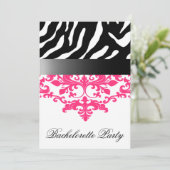 Zebra Damask Girl's Night Out Bachelorette Party Kaart (Staand voorkant)