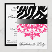 Zebra Damask Girl's Night Out Bachelorette Party Kaart (Voorkant / Achterkant)