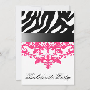 Zebra Damask Girl's Night Out Bachelorette Party Kaart