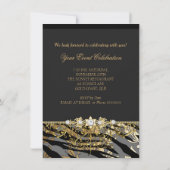Zebra Damask Gold Black Folie Beige Elegant Party Kaart (Achterkant)