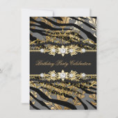 Zebra Damask Gold Black Folie Beige Elegant Party Kaart (Voorkant)